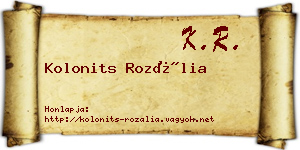 Kolonits Rozália névjegykártya